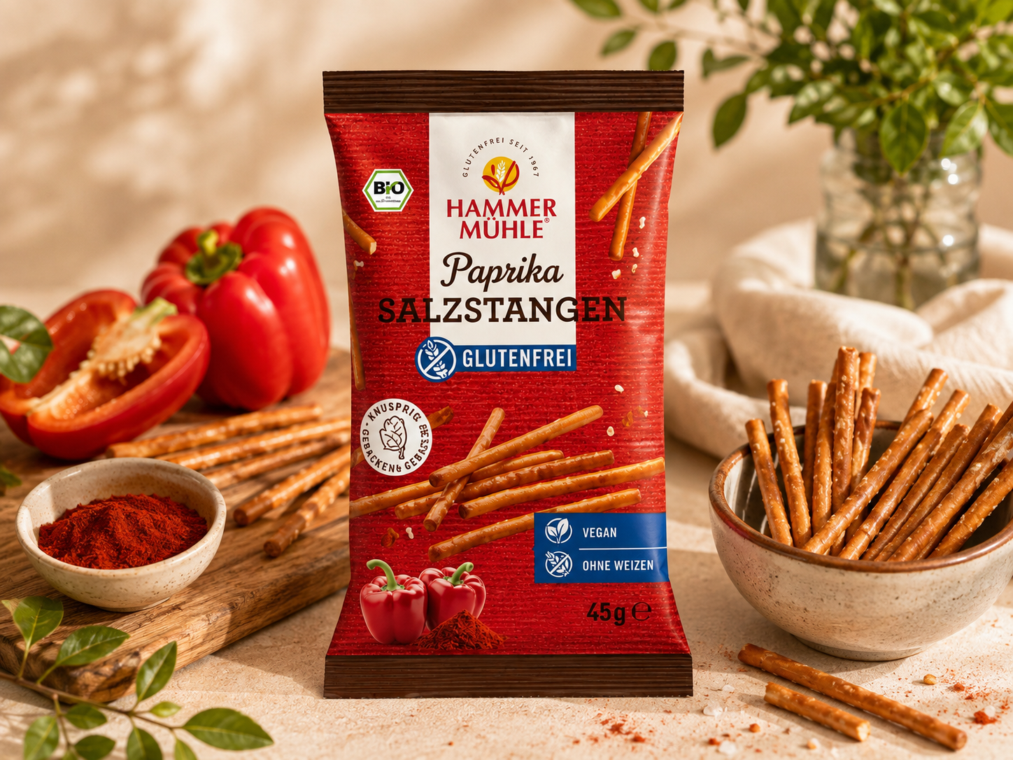Bezlepkové slané TYČINKY paprikové veganské BIO&nbsp;eshop.celiakarna.cz